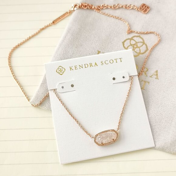 Elisa Rose Gold Iridescent Drusy Pendant Necklace - Kendra Scott - Picture 2 of 3